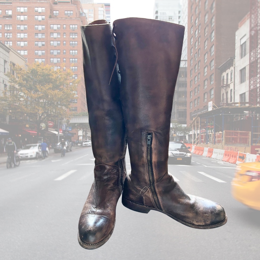 EUC Brown Leather Bed Stu Manchester Distressed Boots 9 *FREE SHIPPING*